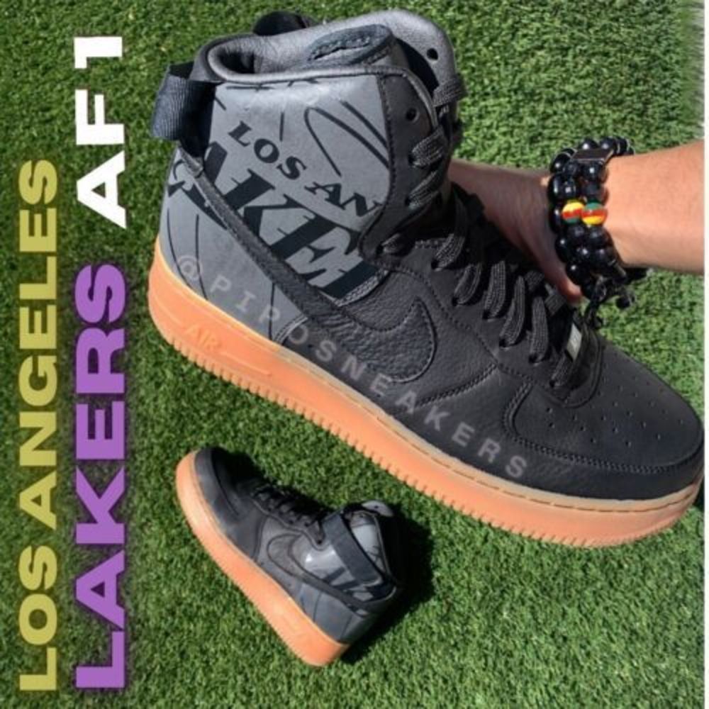 Customized Nike ID Los Angeles Lakers Air Force One AR1647-991 Men Sz 9